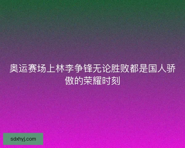 奥运赛场上林李争锋无论胜败都是国人骄傲的荣耀时刻