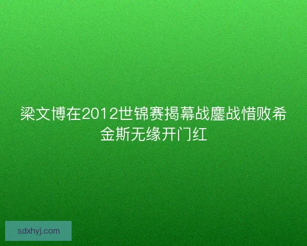 梁文博在2012世锦赛揭幕战鏖战惜败希金斯无缘开门红