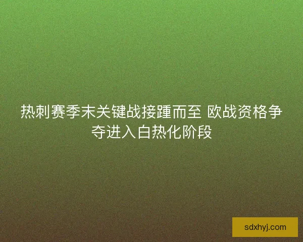 热刺赛季末关键战接踵而至 欧战资格争夺进入白热化阶段