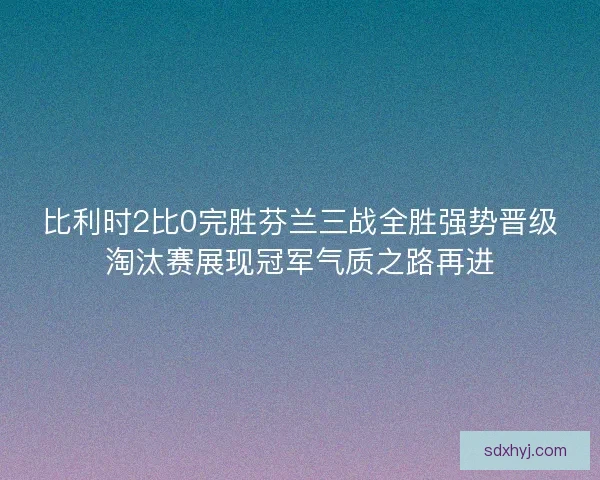 比利时2比0完胜芬兰三战全胜强势晋级淘汰赛展现冠军气质之路再进