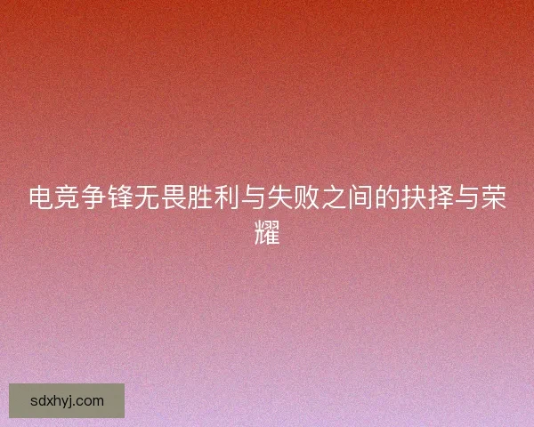 电竞争锋无畏胜利与失败之间的抉择与荣耀 电竞争锋无畏胜利与失败之间的抉择与荣耀