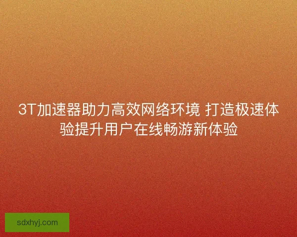 3T加速器助力高效网络环境 打造极速体验提升用户在线畅游新体验