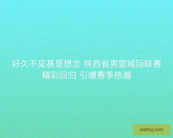 好久不见甚是想念 陕西省男篮城际联赛精彩回归 引爆赛季热潮