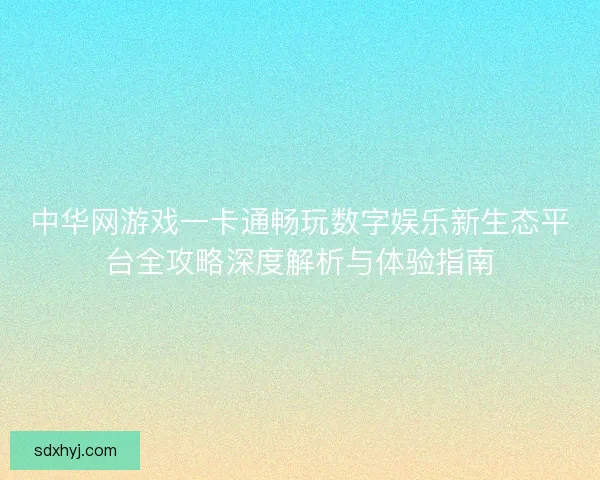 中华网游戏一卡通畅玩数字娱乐新生态平台全攻略深度解析与体验指南