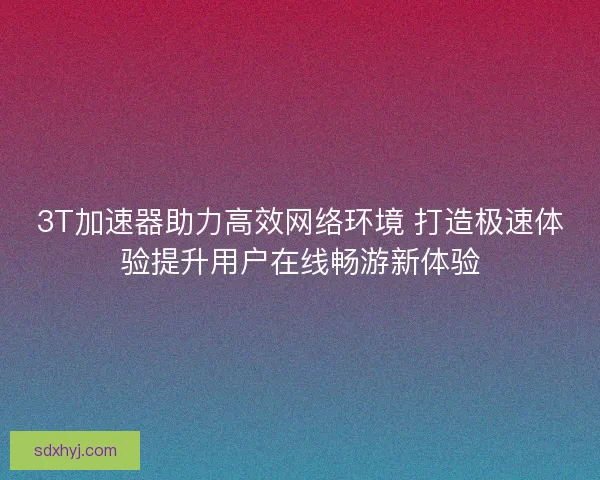 3T加速器助力高效网络环境 打造极速体验提升用户在线畅游新体验