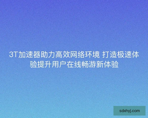 3T加速器助力高效网络环境 打造极速体验提升用户在线畅游新体验 3T加速器助力高效网络环境 打造极速体验提升用户在线畅游新体验